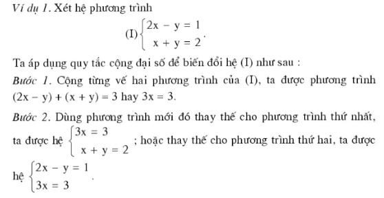 Ví dụ về hệ phương trình