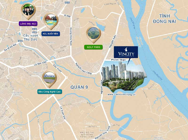 Vị trí căn hộ Vincity Quận 9