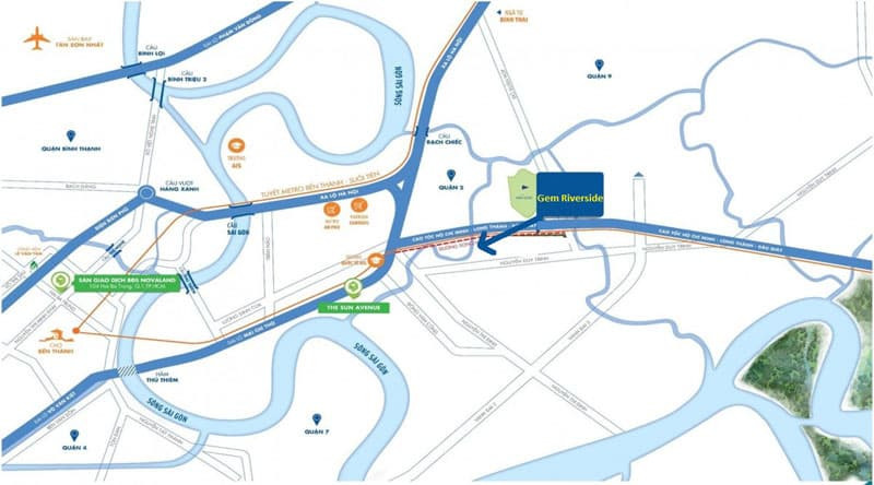 Vị trí dự án căn hộ Gem Riverside
