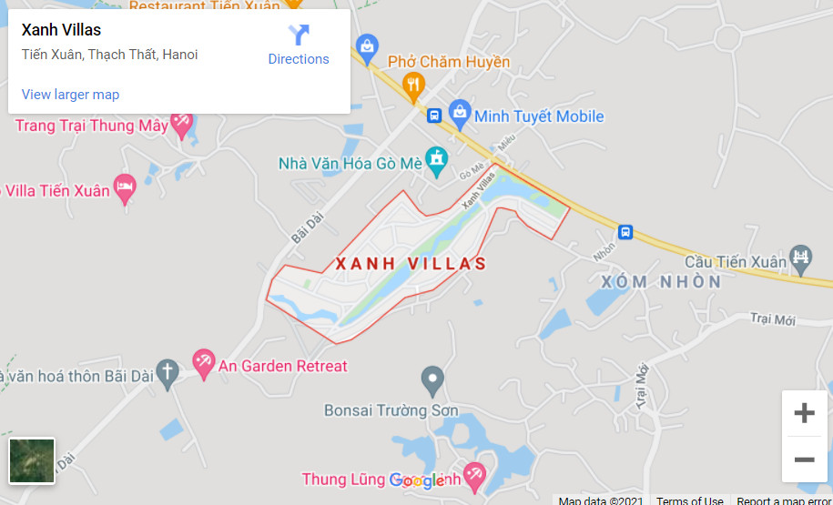 Vị trí dự án Xanh Villas Thạch Thất