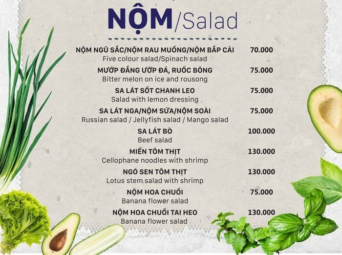 Xác định giá cả trên thực đơn nhà hàng