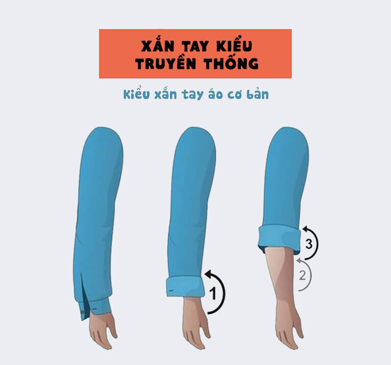 Xắn tay áo sơ mi truyền thống